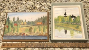 Rare Edvard Persson Alfta Swedish Paintings Lot Of Two 1955 & 1957. No Reserve. - Picture 1 of 21