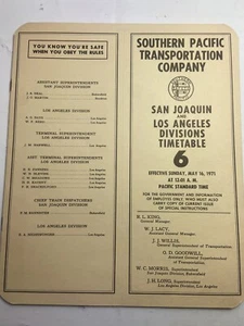 Vintage RR Southern Pacific Railroad 1971 Time Table 6 San Joaquin Los Angeles Div - Bild 1 von 3