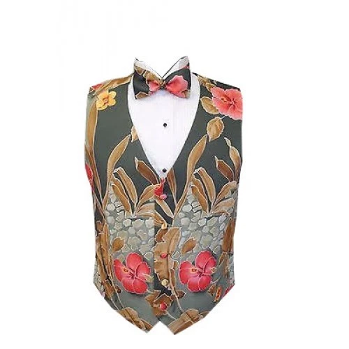 Destination Hawaiian Floral Tuxedo Vest and Bowtie - Image 1 of 1