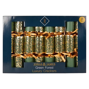 Neu 8 Stück Premium Cracker Grün Wald Design mit Festlichem Finish Weihnachten Partys - Bild 1 von 3