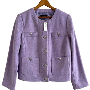 Talbots Herringbone Shetland Wool Jacket Sz 12 Lilac Blazer Academia Preppy - Picture 1 of 13