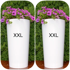 Blumenkübel weiß Rund Hochglanz Blumentopf Pflanzkübel SET 2x XXL (H:75cm) - Bild 1 von 5