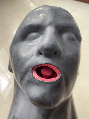 heavy thick 2.0mm Latex mask 15cm long nose tube red teeth men fits 59-62cm - Image 1 of 4