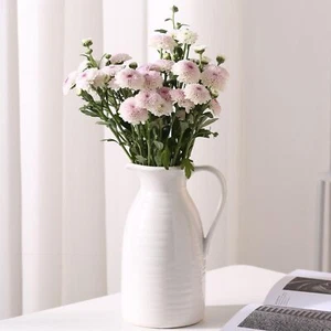 Farmhouse Pitcher Vase for Flowers- Ceramic Pitcher Vase White Flower Vase fo... - Picture 1 of 3