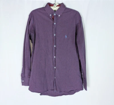 Tailorbyrd Button Down L Men's Purple Plaid Contrasting Cuffs Long Sleeve Preppy - Imagem 1 de 4