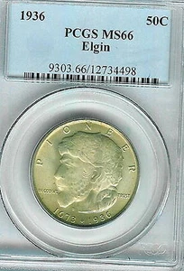 1936 Elgin Commemorative Half Dollar : PCGS MS66 - Picture 1 of 2
