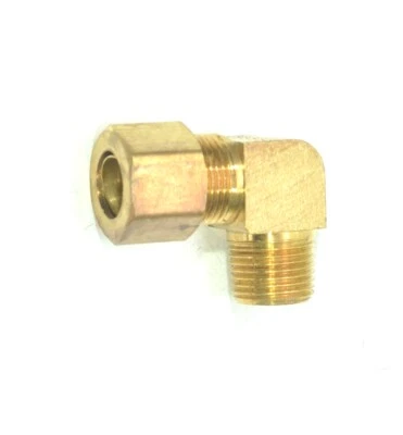 1/2" Tube OD Compression x 3/8" Male Npt Elbow Fitting Adapter Gas Water HVAC - Image 1 of 4