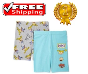 Nickelodeon Rugrats Girls SIZE XS 4-5 Bike Shorts, 2-Pack COLOR GRAY & BLUE NEW - Picture 1 of 22