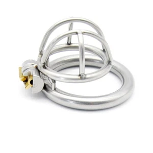 Stainless Steel Male Chastity Device Super Small Short Cage Ring Lock Metal USAA - Picture 1 of 6