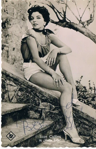 Joan Collins 1933- autograph signed postcard photo 3.5"x5.5" English actress Cover