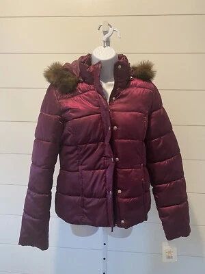 Merona Hooded Faux Fur Puffer Jacket Size Small - Image 1 of 4