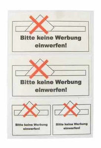 4 x Aufkleber BITTE KEINE WERBUNG EINWERFEN! Sticker Etikett für Briefkasten - Picture 1 of 2
