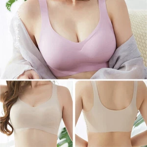 IceSilk Bra Seamless Vest Bras Women Push Up Underwear Lingerie Padded Bralette✔ - Picture 1 of 25