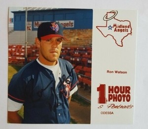 1994 MIDLAND ANGELS RON WATSON ROOKIE OFFICIAL 5.5"X5" 1 HOUR PHOTO AUTO