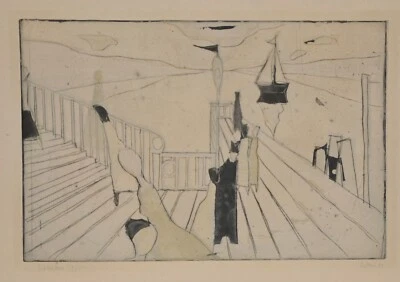 Otto Eglau / handsigniert/ Radierung /Am Landungssteg - Sylt / 1951/50 Exemplare - Bild 1 von 4