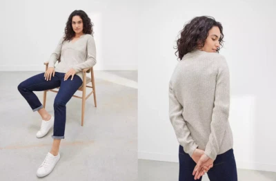 Merino Wool Blend V-Neck Jumper, Light Grey  John Lewis RRP £45.00 CA656 - Image 1 of 4