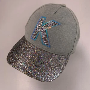 K Letter Initial Girls Glitter Justice Ball Cap Baseball Hat - Picture 1 of 5
