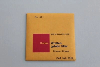 Kodak Wratten No. 45 Gelatin Filter : 75mm Sq : In Sealed Pack : Absorbs Red - Image 1 of 2