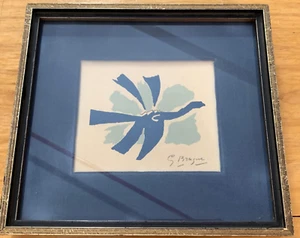 Georges Braque "Ceil Bleu" 1958 litografia originale incorniciata 9 pollici x 10 pollici - Foto 1 di 9