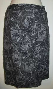 Talbots GONNA LANA 4 nero grigio paisley DRAPPEGGIATA AVVOLGENTE INCROCIO DAVANTI - Foto 1 di 2