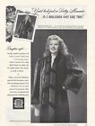 1943 Rita Hayworth featherlite persisches Lammfell ganze Seite Druck Anzeige