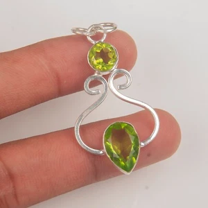 Handmade 925 Sterling Silver Jewelry Pendant Peridot Gemstone Pendant - Picture 1 of 3