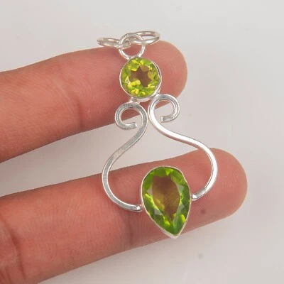 Handmade 925 Sterling Silver Jewelry Pendant Peridot Gemstone Pendant - Image 1 of 3