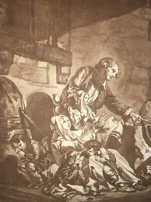 JEAN BAPTISTE GREUZE Fermier Brule AQUATINTE Gravure CHARPENTIER Basan XVIII° - Photo 1/4