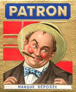 Vintage Cigar Label Patron Marque Deposee Outer Red Faced Man Smoking Cigar - Bild 1 von 2