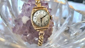 Antique 1920s Elgin 14K Solid Gold 7 Jewel Art Deco Women's Watch - Picture 1 of 11