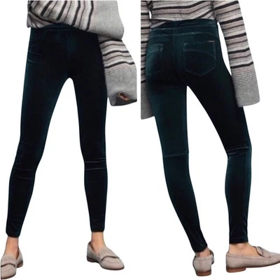 Leggings de terciopelo Anthropologie Sanctuary bolsillos de tiro alto verde acebo verde azulado XS Foto 1 de 4
