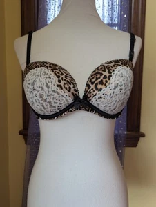 NWT Victoria's Secret Very Sexy Leopard White Lace Padded Strapless Bra Size 34D - Picture 1 of 11