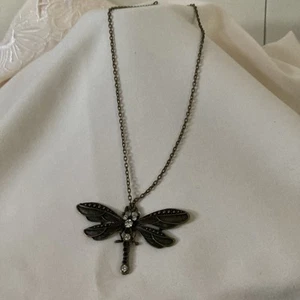 Women Ladies Diamanté Dragonfly Necklace - Picture 1 of 3