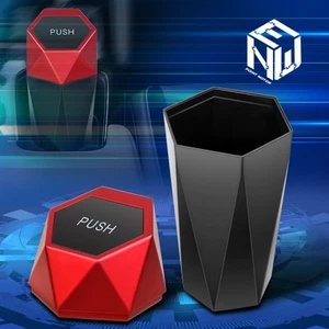 Car Mini Can Auto Garbage Trash Portable Vehicle Bin with Lid Holder Dust Red - Picture 1 of 8