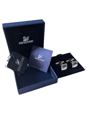 Swarovski Silver-Tone Square Faceted Clear Crystal Cufflinks 973790 NWT - Image 1 of 4