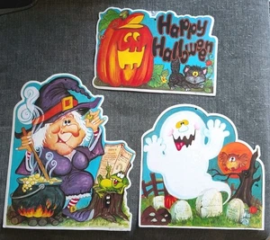 Vintage Amscan Halloween Diecut Decorations Ghost, Witch, Cat Pumpkin - Picture 1 of 3