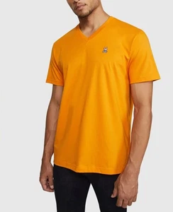 T-shirt homme Psycho Bunny taille 4 (petit) orange souci logo brodé Sh-Sl - Photo 1/11