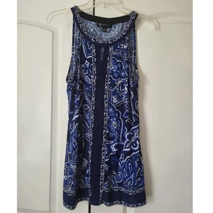 Tunica senza maniche INC International Concepts blu accento strass L - Foto 1 di 6