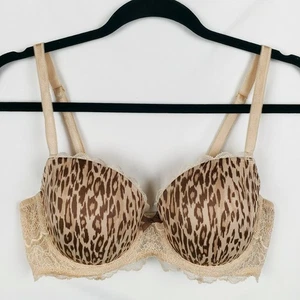 Reggiseno Victorias Secret Dream Angels foderato Demi 34D ghepardo pizzo orlo marrone multiuso - Foto 1 di 13