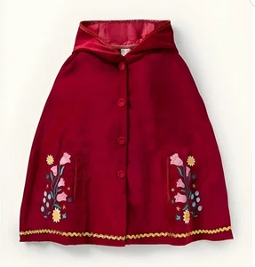 Mini Boden Velvet Embroidered Cape Red Riding Hood Size S - Picture 1 of 9