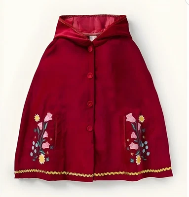 Mini Boden Velvet Embroidered Cape Red Riding Hood Size S - Image 1 of 4