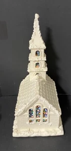 VTG Byron Molds 1979 Ceramic Church Stained Glass Style Windows Christmas 11.5" - Picture 1 of 22