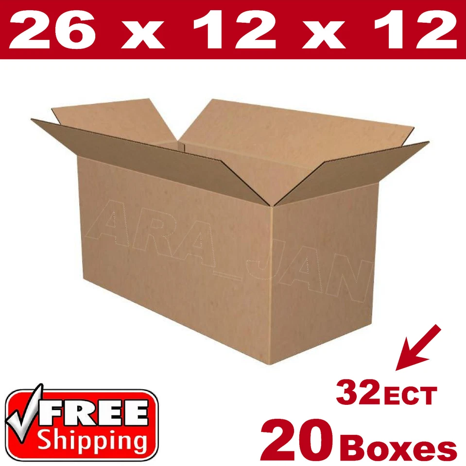 20 - 26x12x12 Cardboard Boxes Mailing Packing Shipping Box Corrugated Carton - Image 1 of 1