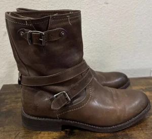 Frye Jayden Cross Engineer Brown Leather Casual Boots Booties Women’s Size 9 B - Picture 1 of 5