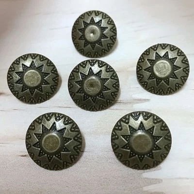 Pkg of 5 ROUND BRONZE STAR Metal Rivet Studs 5/8" (15mm ) Crafts (2001) Concho - Image 1 of 3