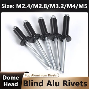 Pop Rivets Round Head Rivets Blind Black Aluminium Rivets M2.4/M2.8/M3.2/M4/M5 - Picture 1 of 45