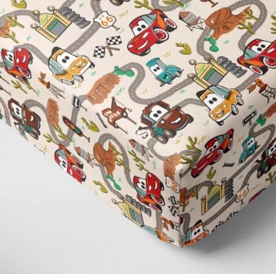 Little Sleepies Cars Disney Pixar Radiator Springs Fitted Crib Sheet NWT - Image 1 of 4
