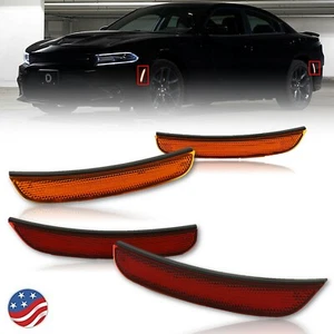 Front & Rear Amber & Red LED Side Marker Lens Set For 2015-2021 Dodge Charger - Bild 1 von 12