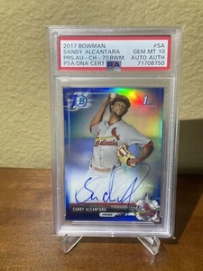 2017 Bowman Chrome Auto Sandy Alcantara 70th Anniv. 1st Bowman Card #SA (Pop 1) - Picture 1 of 2