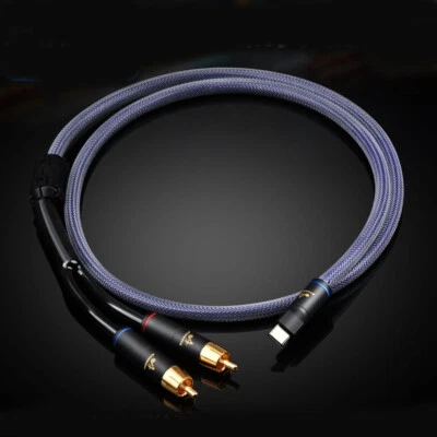 Type-C to Dual RCA Adapter Audio Stereo Cable Aux Cord For Samsung Google - Image 1 of 4